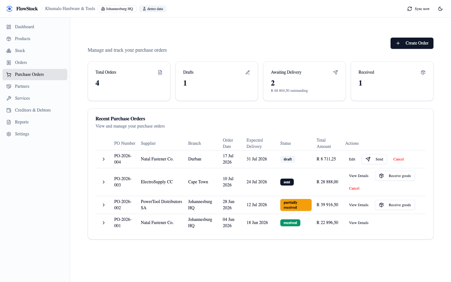 Purchasing and receiving
