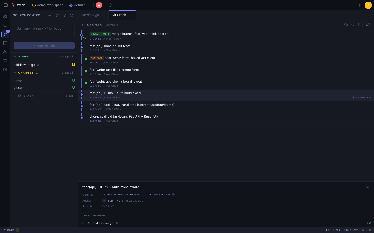 wede git graph, Midnight theme