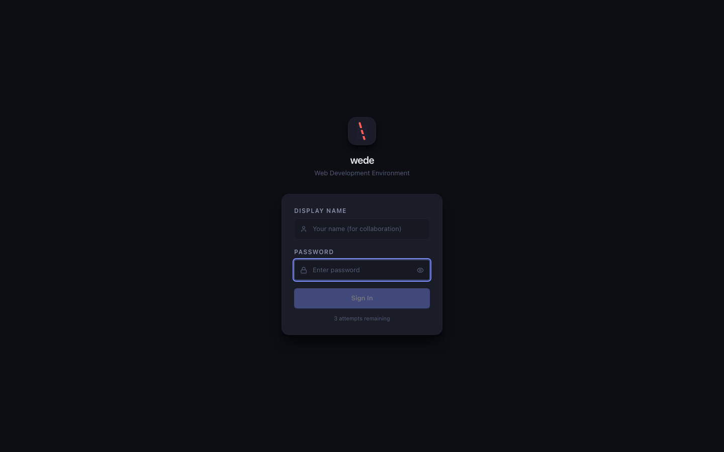 wede login screen, Midnight theme