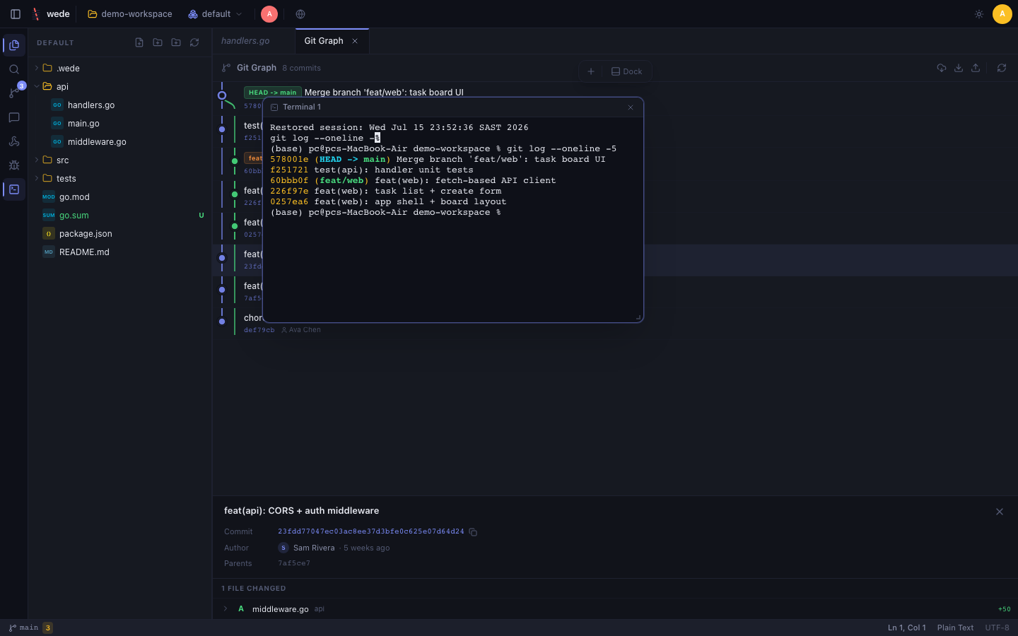 wede terminal, Midnight theme