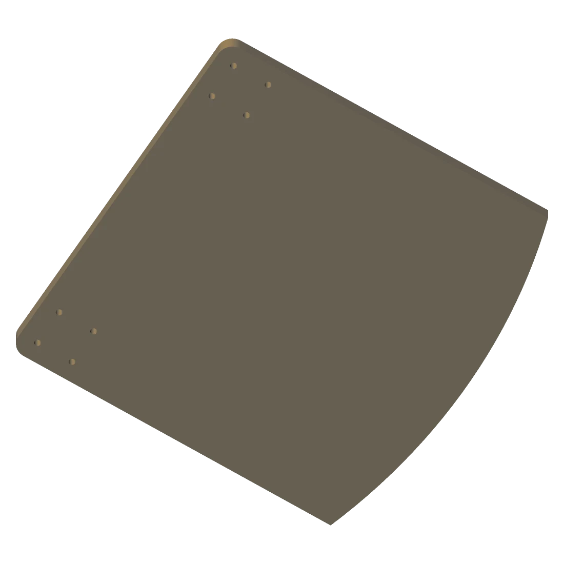 Render of the iteration-4 chassis body: a large, gently curved shell plate.