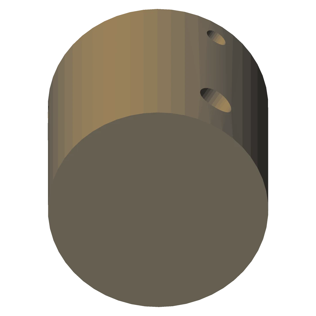 Render of the shaft coupler: a small cube-proportioned block with a bore.