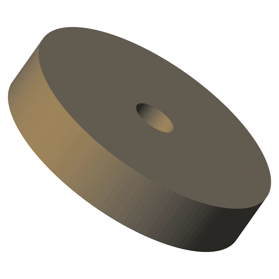 Render of a drive wheel: a thick disc with a central bore.